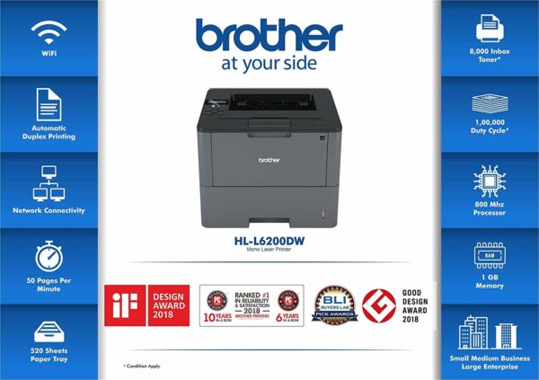 Brother HL-L6200DW Monochrome Laser Printer - Image 2
