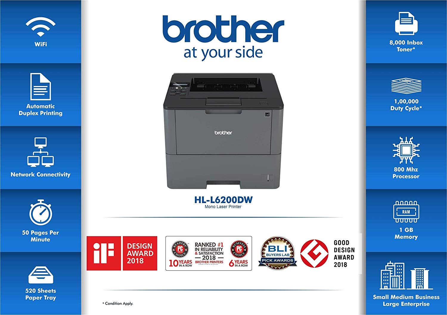 Brother HLL6200DW Monochrome Laser Printer Printers India