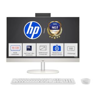 HP All-in-One, Intel Core Ultra 7 155U (16GB DDR5,1TB SSD) IPS, 300 nits, Touch, Anti-Glare, FHD, 27inch(68.6cm), Win11, M365*, Shell White, 6.72kg, FHD IR tilt Camera w/Privacy shuttter, 27-cr1418in