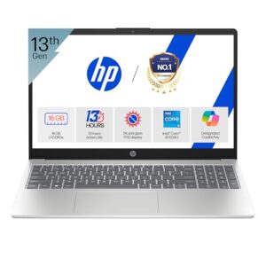HP OmniBook 5 (Previously Pavilion) 13th Gen Intel Core i5 1334U (16GB LPDDR5X,512GB SSD) 2K,IPS, 300nits, 16''/40.6cm, Win11,M365 Basic(1yr),Office Home24, Silver,1.79kg, Camera w/Shutter, ba1008TU