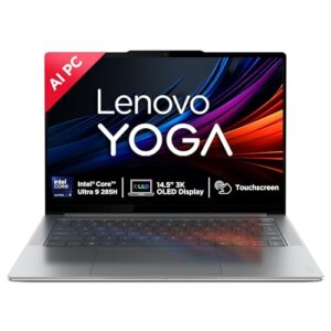 Lenovo Yoga Pro 7 Aura Edition Intel Evo Core Ultra 9 285H (32GB RAM/1TB SSD/14.5" (36.8cm)/3K OLED Touchscreen/AI PC/Copilot+ PC/Windows 11/Office Home 2024 AI Now/Grey/1.5Kg), 83KF001LIN